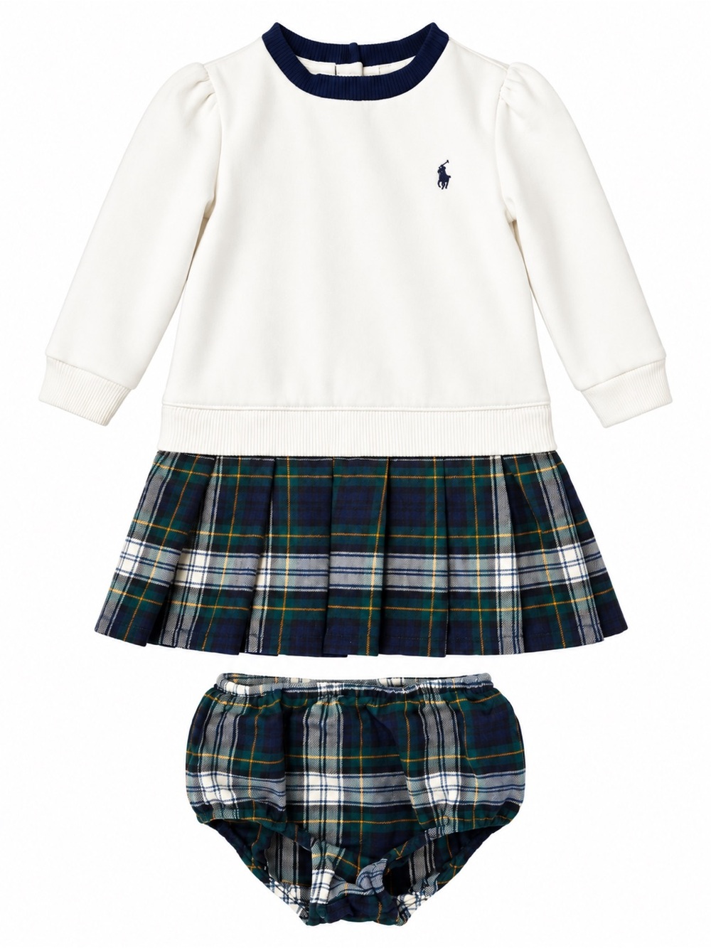 Ralph Lauren Plaid Pleated Fleece Dress and Bloomers